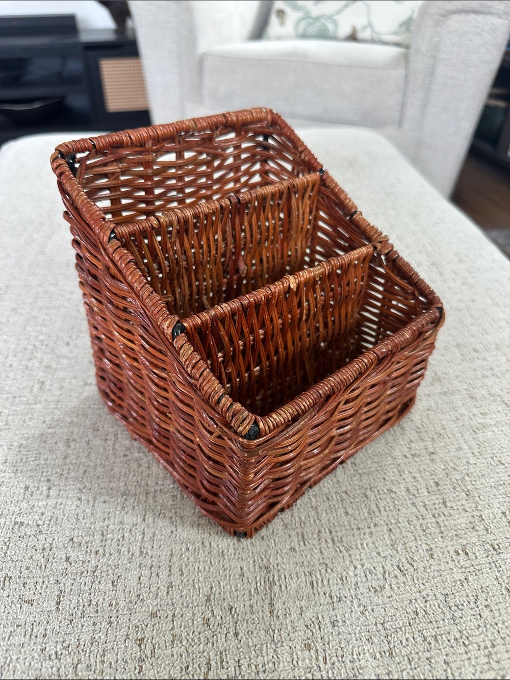 Vintage Woven Rattan Desk Organizer - 3 Tier Boho Mail Sorter & Letter Holder